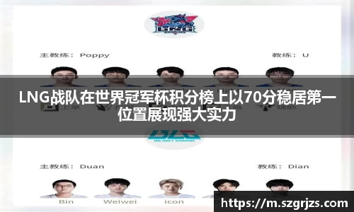 LNG战队在世界冠军杯积分榜上以70分稳居第一位置展现强大实力